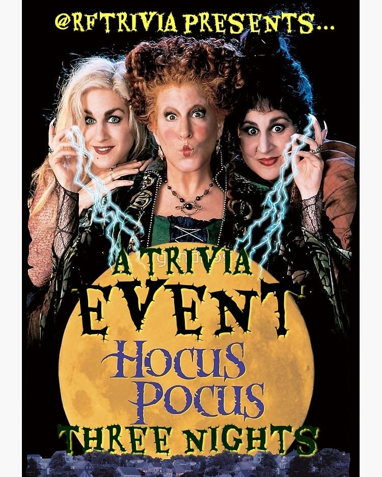 This week we kick off three sessions of HOCUS POCUS trivia! We’re keen to celeb…