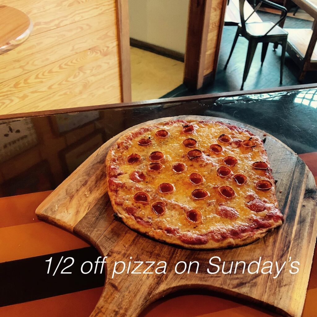 Every Sunday half of pizza @rareformbrewco