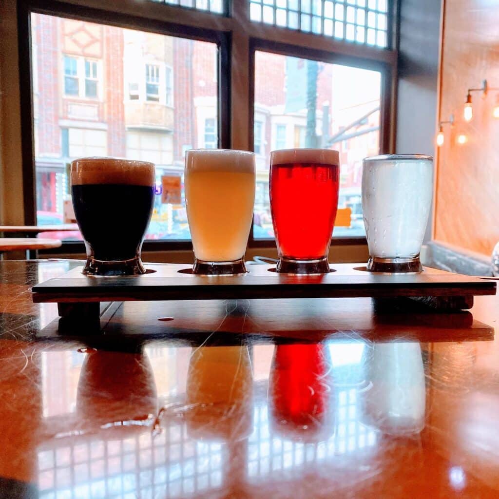 Colorful flights on deck! 🌈 Bourbon Barrel-Aged Stout, Wit with Orange Zest, Sex