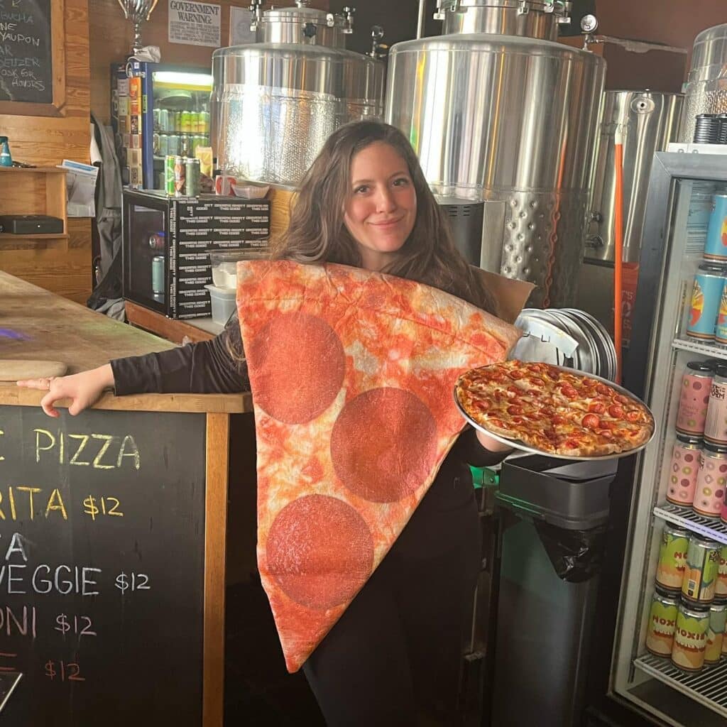 Costume season might be over, but we still have pizza 🍕in the taproom! Come in f